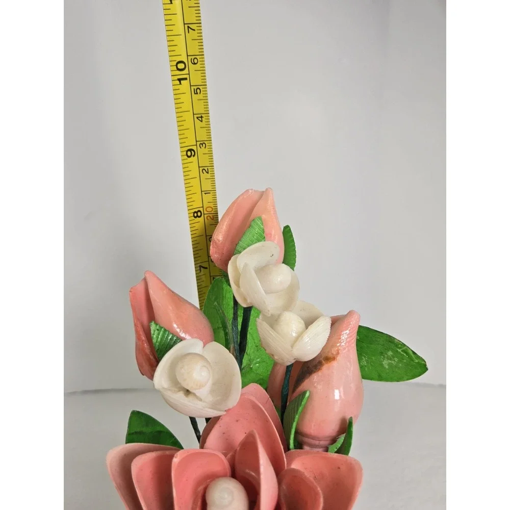 Vintage Sea Shell Pink Green‎ Flowers Handmade Bouquet Seashell Sand Beach